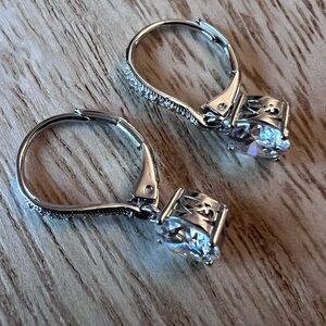 Cubic Zirconia Dangle Earrings with Paved Ear Wire